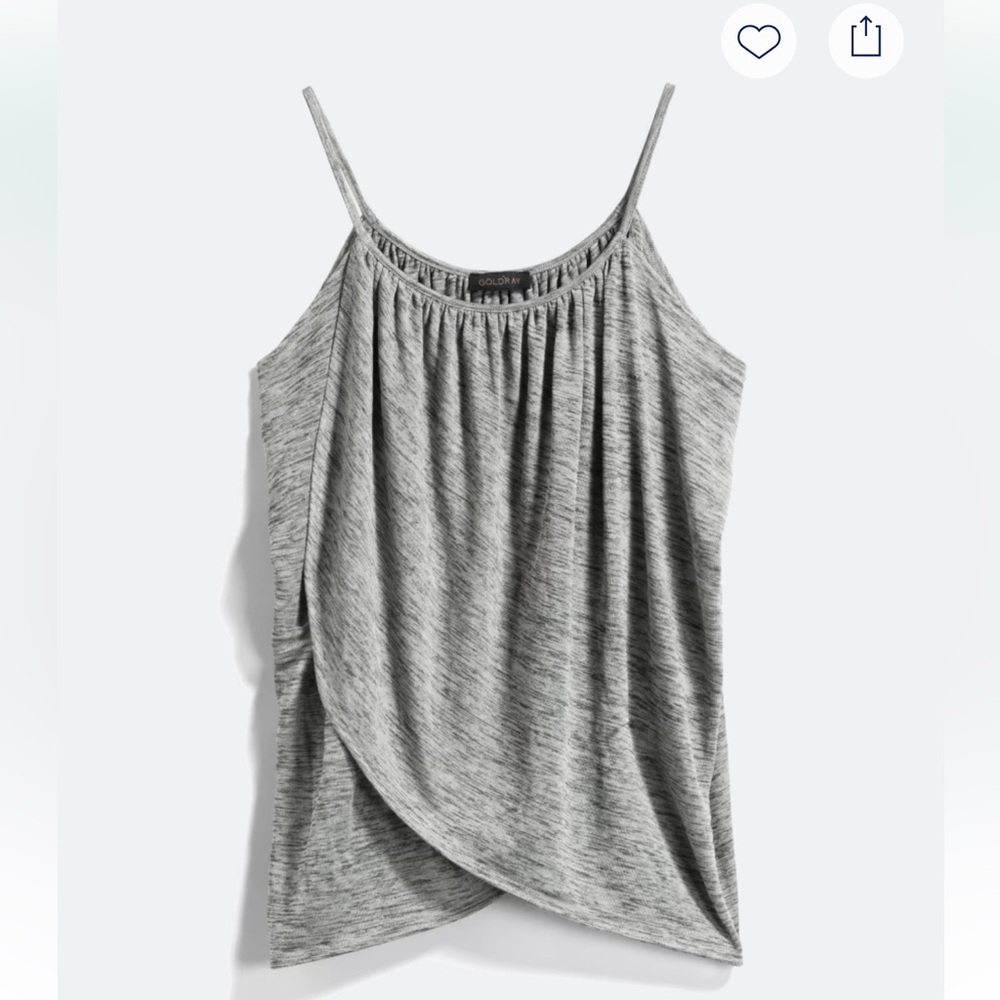 Goldray Women’s Medium Silver Grey Slinky Crossover Knit Top